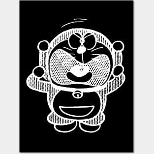 Angry Doraemon - Retro White 1969 Posters and Art
